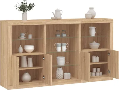 Produktbild von Design Möbel Sideboard mit LED-Leuchten Sonoma-Eiche 181,5x37x100 cm - 2024 Neu