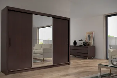 Produktbild von Kleiderschrank PESO 250 Schiebetürenschrank mit Spiegiel Braun- Wenge