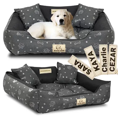 Immagine prodotto di Letto per cani KINGDOG 115x95 cm personalizzato impermeabile con ossa d'argento