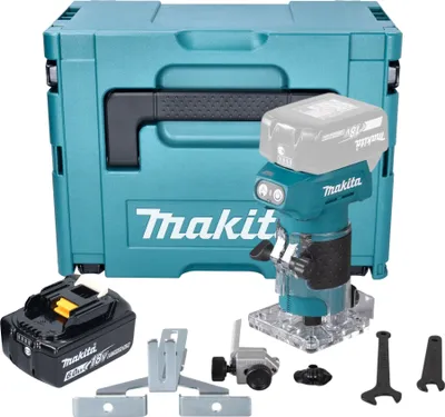 Image de Makita DRT 52 G1J Affleureuse sans fil 18 V 6 mm Brushless + 1x batterie 6,0 Ah + Makpac - sans chargeur