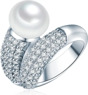 Produktbild von Valero Pearls Perlen-Ring Sterling Silber Zirkonia Süßwasser-Zuchtperle 60201416 56