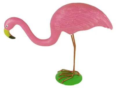 Produktbild von Flamingo rosa gebückt Teichdeko Gartendeko Kunststoff Teichfigur