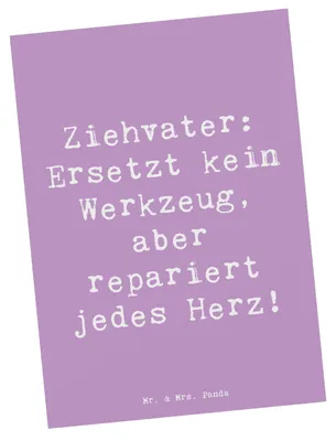 Produktbild von Mr. & Mrs. Panda Postkarte Spruch Ziehvater Herzreparatur - Lavendeltraum - Geschenk, einzelkarte, Jubiläen, Familienmitglied, Vaterrolle, Mentor, Ansichtskarte