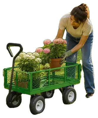 Imagen del producto de Carro de transporte, estructura de acero, manija giratoria de 180 grados, color marrón