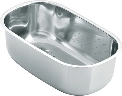 A stainless steel sink insert or drainer.