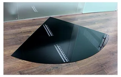 Produktbild von Viertelkreis 110x110cm schwarz - Funkenschutzplatte Kaminbodenplatte Glasplatte f. Kaminofen Ofenunterlage (Viertelkreis 110x110cm mit Dichtung)
