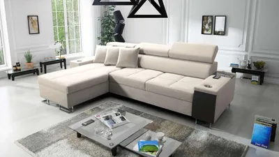 Produktbild von Ecksofa Anita I Maxi Luxus und Elegantes mit Schlaffunktion, Teile hat einen Öffnungsbügel, eine Steckdose und einen USB-Anschluss Uttariovelvet2979