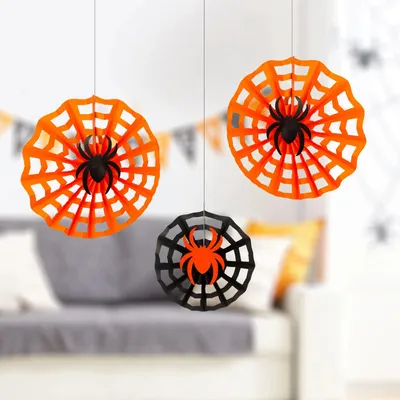 Obrázek produktu pro Dekorace na Halloween – sada pavučin – papír – 30/40 cm – 3 kusy v balení