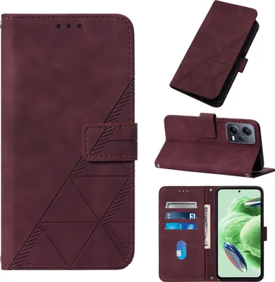 Image de Etui en cuir pour Xiaomi Poco X5 /Redmi Note 12 5G étui design avec embossage, porte-cartes et support rouge