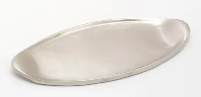 Produktbild von Kerzenteller, Dekoteller oval in Messing Silber (Innen 13 x 6,5 cm) für Ovalkerzen, Ellipsenkerzen
