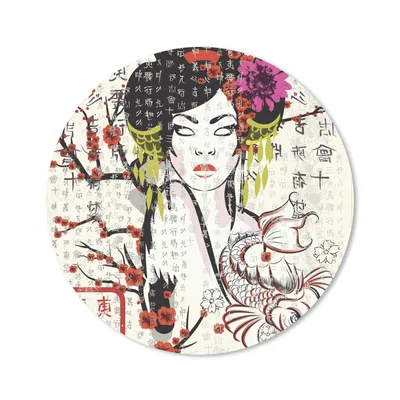 Produktbild von MuchoWow® Mauspad Mousepad Japanische Illustration traditionelle Frau 20x20 cm - Mousepads - Maus Mat - Pad - Mausunterlage - Schreibtischmatte