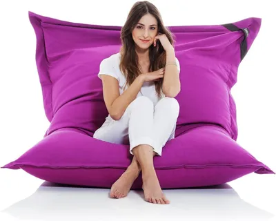 Productafbeelding van Smoothy Classic XXL: Grote, comfortabele zitkussen van 100% katoen in amethistpaars – 180x140 cm, geschikt voor binnen en buiten, met een wasbare hoes