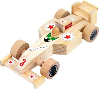 Produktbild von EDUPLAY 800188 Holz Rennauto zum Basteln, natur, 16-teilig (1 Set)