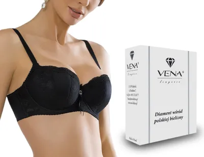 Produktbild von VENA - VB-118 - BH Push-Up Balconette Breite Träger Mikrofaser Bügel-BH - Schwarz - 75E