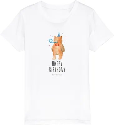 Produktbild von Mr. & Mrs. Panda Kleinkinder T-Shirt Bär Geburtstag 5-6 Jahre (110/116) - Weiß - Geschenk, Happy Birthday, Teddy, Kinder Baumwollshirt, Alles Gute, Kindershirt, Teenager