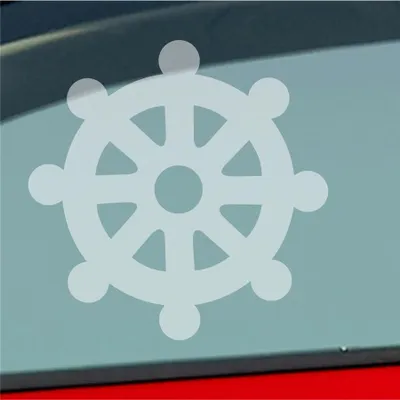 Produktbild von Auto Aufkleber Dharmachakra Buddha Rad Zeichen 10x10 cm Milchglas Sticker Heckscheibenaufkleber