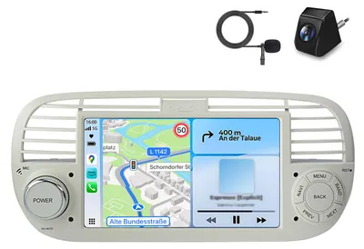 Immagine prodotto di Per Fiat 500 2007-2015, autoradio da 2+64 GB con CarPlay, navigatore GPS, telecamera, Android Auto, Wi-Fi, Bluetooth, SWC, RDS, DSP, DAB+