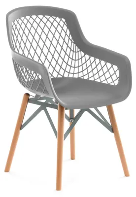 Image de Lot de 2 chaises Pure Style grises avec pieds en bois