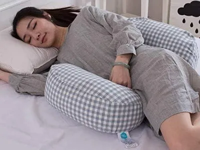 Produktbild von Schwangerschaftskissen, Doppelkeilkissen für Seitenschläferinnen zur Unterstützung von Körper, Bauch, Rücken und Knien