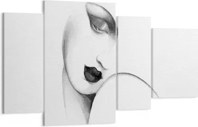 Produktbild von Bild auf Leinwand - Leinwandbild - 4 Teile - Porträt Frau Skizze - 120x70cm - Wand Bild - Wanddeko - Wandbilder - Leinwanddruck - Bilder - Wanddekoration - Leinwand bilder - Wandbild - DL120x70-4475