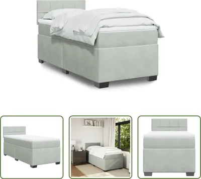 Immagine prodotto di The Living Store Letto a molle con materasso grigio chiaro 80x200 cm in velluto