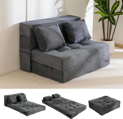 Imagen del producto de Sofa cama plegable con colchón de 15 cm de grosor y almohadas