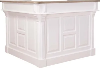 Image de Casa Padrino Comptoir de style rustique Blanc / Naturel 140 x 140 x H. 107 cm - Table de comptoir avec 2 tiroirs - Meubles de style rustique