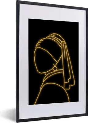 Produktbild von MuchoWow® MuchoWow® Gerahmtes Poster Mädchen mit einem Perlenohrring - Johannes Vermeer - Gold 40x60 cm - Poster mit zchwarzem Bilderrahmen - Poster in Rahmen
