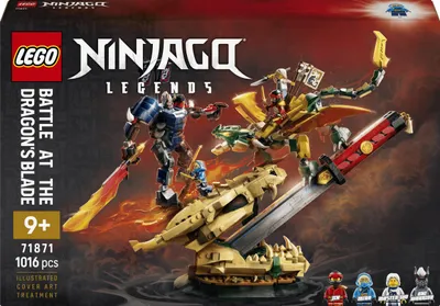 Productafbeelding van LEGO NINJAGO Confrontatie op het Drakenzwaard - Ninja speelset met draak, mech-actiefiguur en 4 minifiguren met katanas - Decoratie voor de kinderkamer - Cadeauidee voor kinderen vanaf 9 jaar en fans - 71871