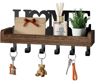 Schlüsselhalter Wandmontage mit Holzablage und 6 Haken