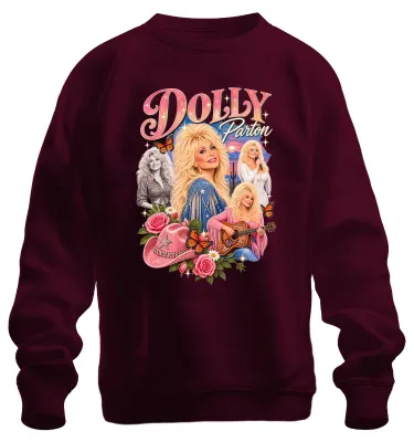 Produktbild von Dolly Parton Country Musik Sängerin Cowgirl Western Gitarre Sweatshirt Pullover, Burgundy, S