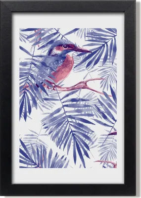 Produktbild von Bild 20x30 MDF-Rahmen, Wandkunst Blätter der Palme und des Vogels