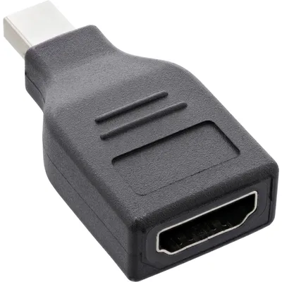 Produktbild von InLine DisplayPort Konverter, mini DisplayPort Stecker auf HDMI Buchse, FullHD, DisplayPort, mini DisplayPort, Stecker, Buchse, 1920 x 1080 Pixel, Schwarz