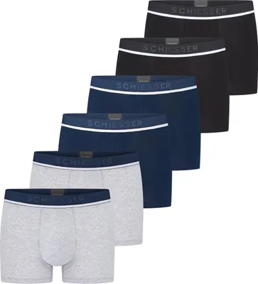 Produktbild von Schiesser 6er Pack - 95/5 - Organic Baumwolle Retro Short / Pant Sportlicher Logo-Webgummibund, Bequeme Beinausschnitte und ohne störende Nähte, Elastische Single-Jersey-Qualität