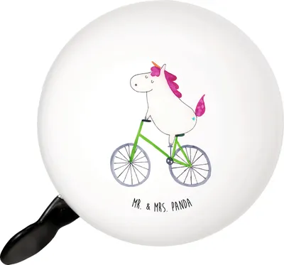 Produktbild von Mr. & Mrs. Panda XL Fahrradklingel Einhorn Radfahrer - Weiß - Geschenk, Lenker, Unicorn, Laut, grosse fahrradklingel, Kummer, Liebeskummer, Einhörner, fahrradklingel xxl