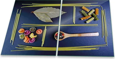 Produktbild von Herdabdeckplatten Glaskeramik Spritzschutz Glas Universal 2-Teilig 2x40x52 Essen Bunt