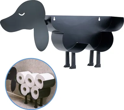 Produktbild von Sanics Reservepapierhalter Freistehend - Toilettenpapierhalter Hängend - Wandhalter - Ersatzrollenhalter Hund - Rollenhalter Schwarz