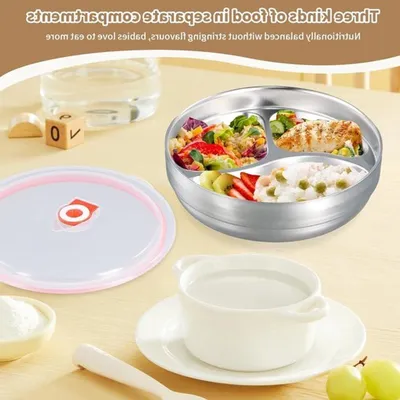 Lunchbox mit 3 Fächern - 800 ml Ideal für Schule, Picknick und Reisen