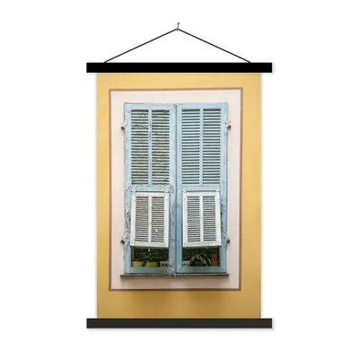 Produktbild von MuchoWow® Textilposter Altes weißes Fenster mit alten Fensterläden 40x60 cm mit schwarzem Rahmen - Wanddekorationen