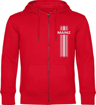 Produktbild von multifanshop Kapuzen Sweatshirt Jacke - Mainz - Streifen, rot, Größe XL