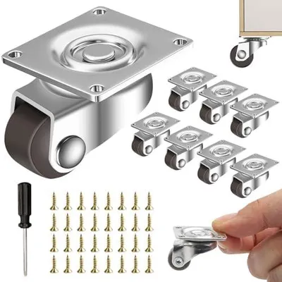 Produktbild von 8 Stück Kleine Möbelrollen mit 12mm Durchmesser