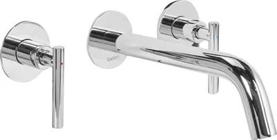 Produktbild von BELIANI Wandmontierte Waschtischarmatur Silber aus Messing Zweihebelmischer Mischbatterie Wandmontage Wandarmatur Waschbecken Badezimmer