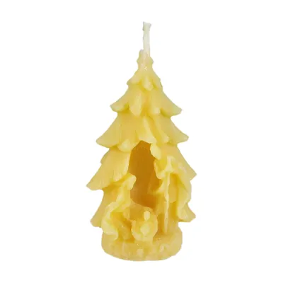 Produktbild von Bienenwachskerze Krippe im Tannenbaum 9 cm aus reinem Bienenwachs handgegossen