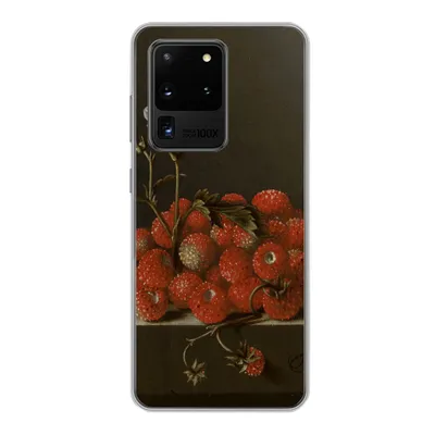 Produktbild von MuchoWow® Handyhülle Schutzhülle Hülle für Samsung Galaxy S20 Ultra Stilleben mit Walderdbeeren - Gemälde von Adriaen Coorte Silikon Softcase Handy Hülle - Karteninhaber