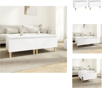 Image de vidaXL Tables d'appoint 2 pcs. Blanc 50x46x35 cm Bois composite - Tables d'appoint