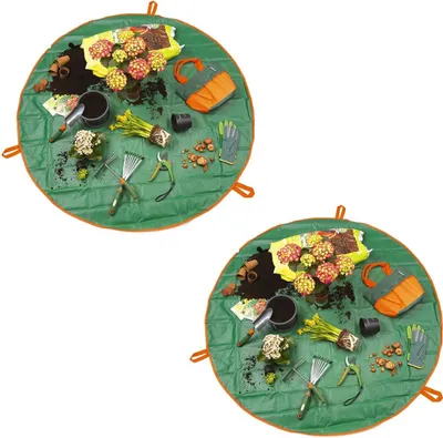 Immagine prodotto di Set da 2 pezzi composto da telo da giardinaggio e borsa porta attrezzi 2 in 1, Ø 148 cm, telo da lavoro, borsa con cerniera, verde, telo da giardinaggio, telo multiuso, telo per rinvaso, telo da giardino