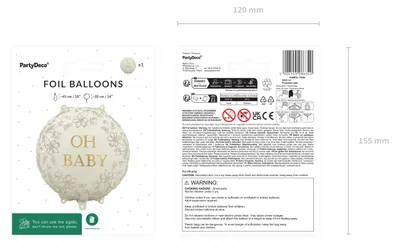 Produktbild von Folienballon Scheibe Oh Baby 35x35cm Beige / Gold