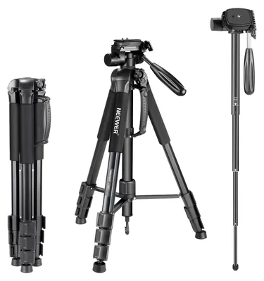 Productafbeelding van Draagbaar aluminiumlegering 2 in 1 camera-statief monopod, max. 70"/177cm