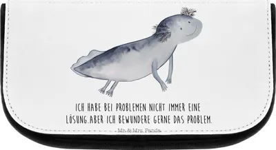 Produktbild von Mr. & Mrs. Panda Kulturbeutel Axolotl Schwimmen - Weiß - Geschenk, aufbewahrungstasche, Motivation, Lurch, Organizer, Make-Up Tasche, Optimistisch, Necessaire, Freude