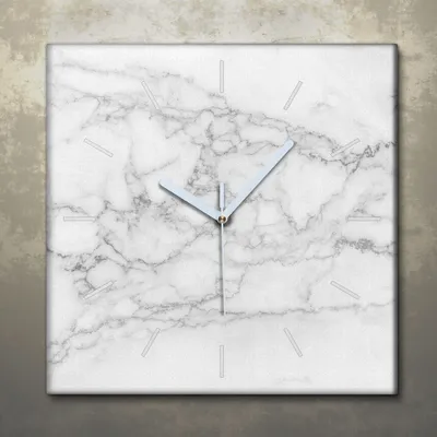 Produktbild von Wohnzimmer Leinwand Uhr Geräuschlos Küche 30x30 Weißer, Marmor, Struktur, Textur, weiße Zeiger